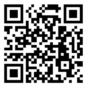 Ein schwarzer und weißer QR-Code auf weißem Hintergrund. Der Code besteht aus einem quadratischen Muster aus schwarzen und weißen Pixeln, das mit einem mobilen Gerät gescannt werden kann, um verschlüsselte Informationen oder einen Link anzuzeigen.