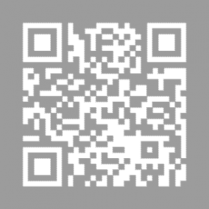Ein QR-Code auf grauem Hintergrund. Der QR-Code besteht aus schwarzen und weißen Quadraten, die in einem Gittermuster angeordnet sind. Der Inhalt oder Link, zu dem er führt, ist auf dem Bild nicht sichtbar.
